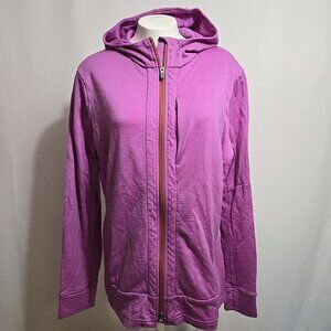 Icebreaker Hooded Sweatshirt Womens Size XL 100% Wool Lavender Full Zip Hoodie
